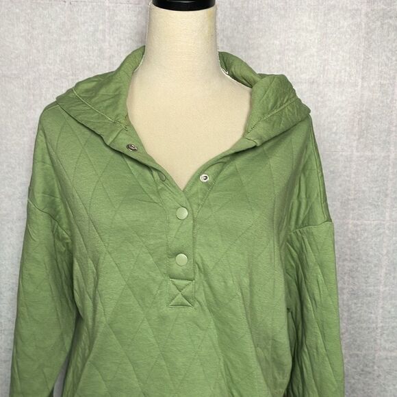 Universal Thread Relaxed Fit Green Diamond Quilted Pullover Hoodie (Size: XS) - Picture 6 of 12